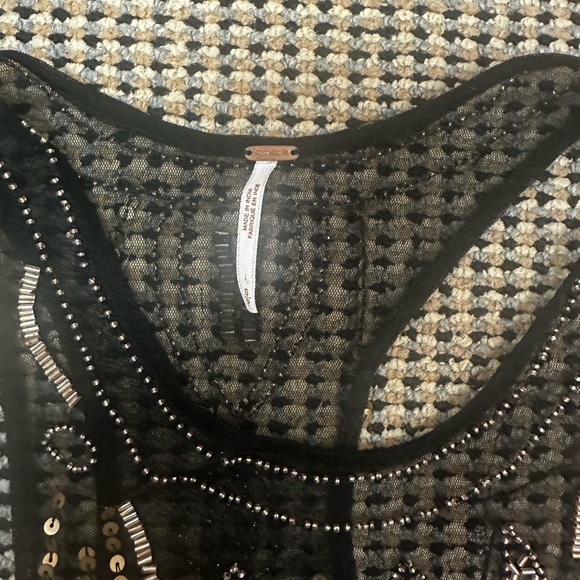 Free People Black and Gold Slip Dress Size S - Picture 3 of 4